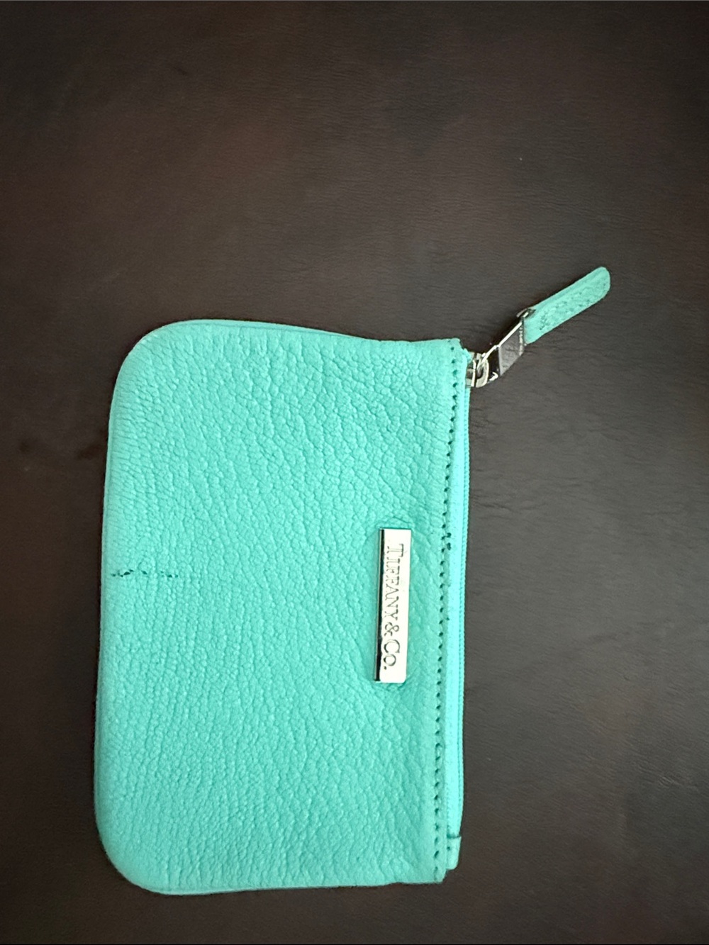 Tiffany & Co. Tiffany Blue Pebbled Leather Zip Coin Pouch